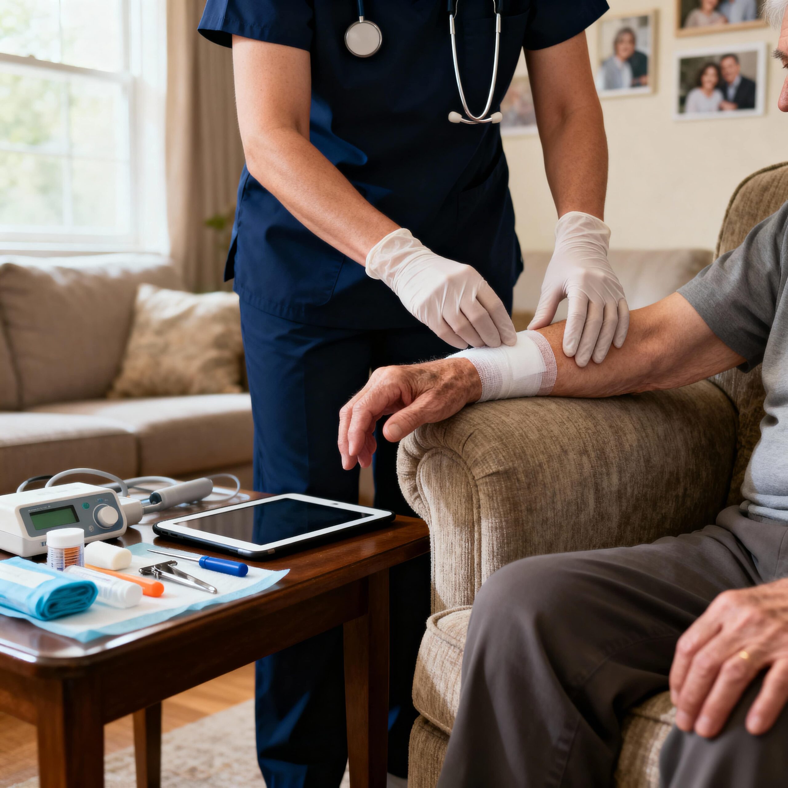 Advanced wound care treatment in home setting